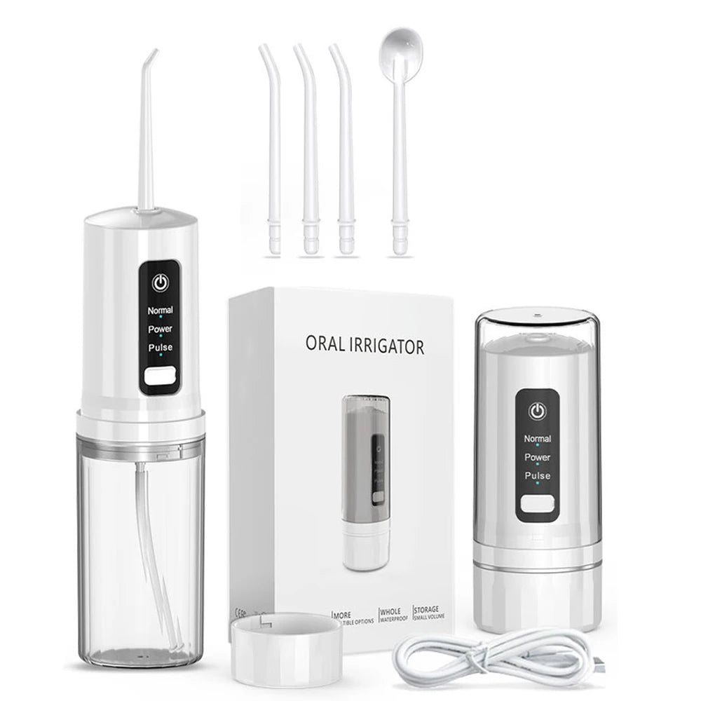 Portable Oral Irrigator Water Flosser Dental Water Jet Tools Pick Cleaning Teeth 230ML 4 Nozzles Mouth Washing Machine Floss