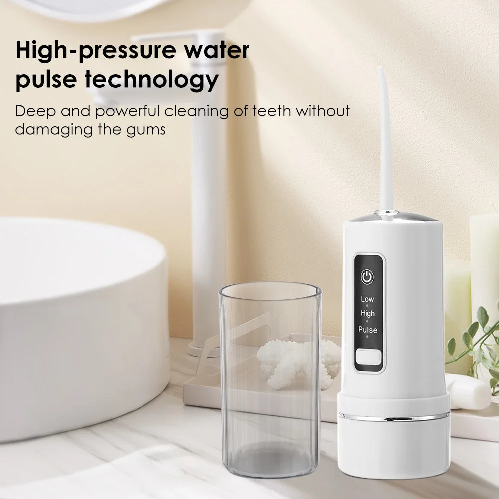 Portable Oral Irrigator Water Flosser Dental Water Jet Tools Pick Cleaning Teeth 230ML 4 Nozzles Mouth Washing Machine Floss