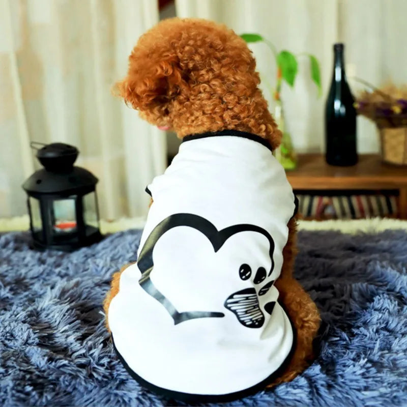 Vest Small Pet Shirt Cat Dog Clothes Paw Print Heart Love Design Cotton Dogs T Shirt Pet Puppy Summer Apparel Clothes Dog Coat