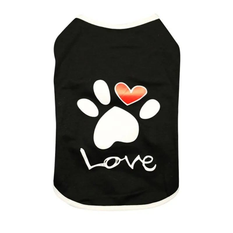 Vest Small Pet Shirt Cat Dog Clothes Paw Print Heart Love Design Cotton Dogs T Shirt Pet Puppy Summer Apparel Clothes Dog Coat