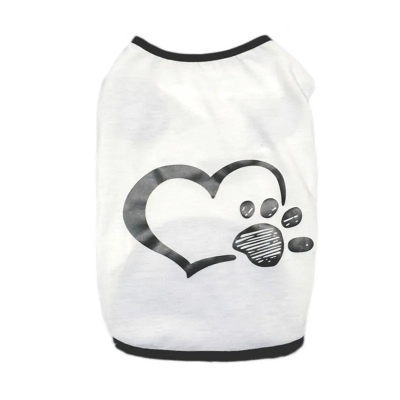 Vest Small Pet Shirt Cat Dog Clothes Paw Print Heart Love Design Cotton Dogs T Shirt Pet Puppy Summer Apparel Clothes Dog Coat