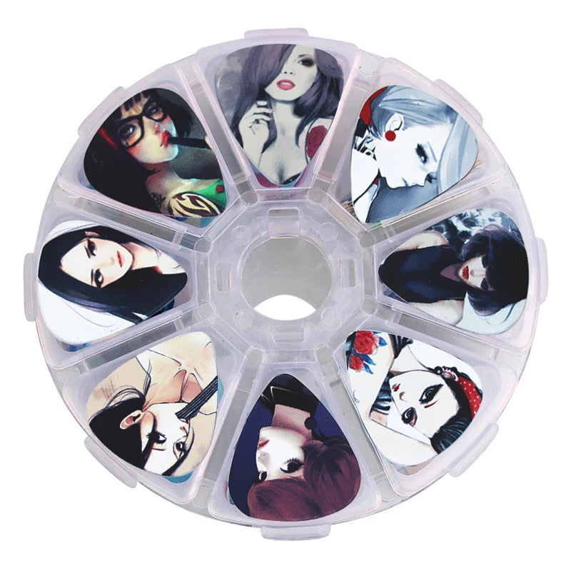 SOACH 50pcs guitar picks pick 1 box case colorful fashion Guitar Accessories cartoon Guitar paddle Mix Plectrums + Clear Makeup