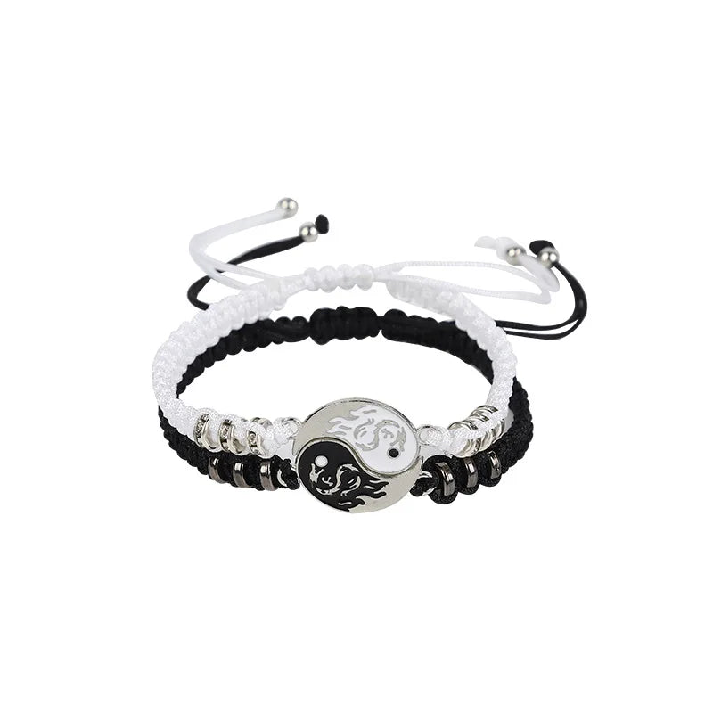 Tai Chi Yin Yang Couple Bracelet for Lover Handmade Woven Baided Rope Adjustable Bracelets Bff Friendship Bangles Jewelry Gift