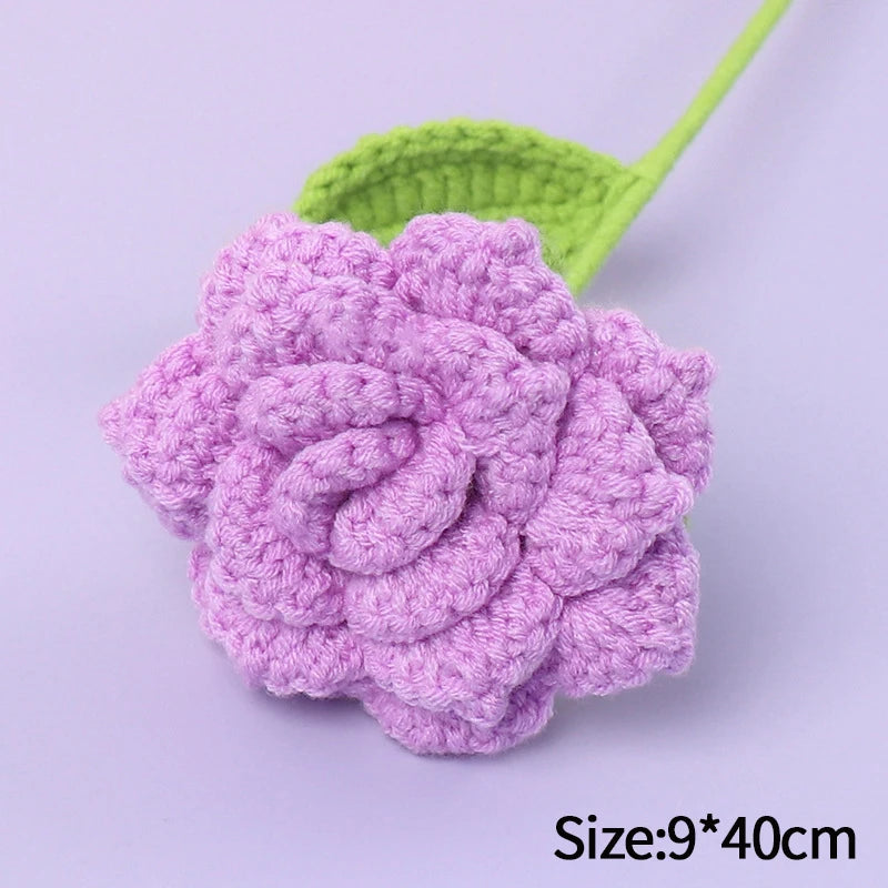 1pc Tulip Crochet Flowers Artificial Woven Flowers Handmade Tulipanes Wedding Gift for Guest Home Decoration Mother's Day Gift