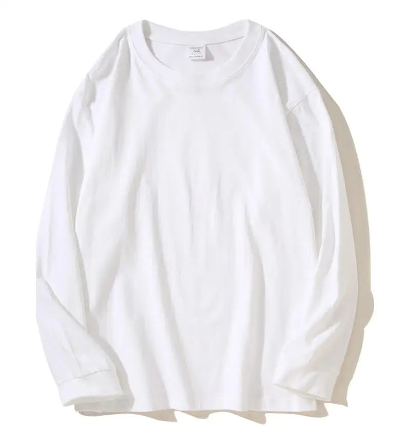 DIY Custom LOGO 260GSM 100% Cotton Heavy Weight Oversized Men T-shirt Long sleeves Pure Color For Winter Autumn Streetwear Tops