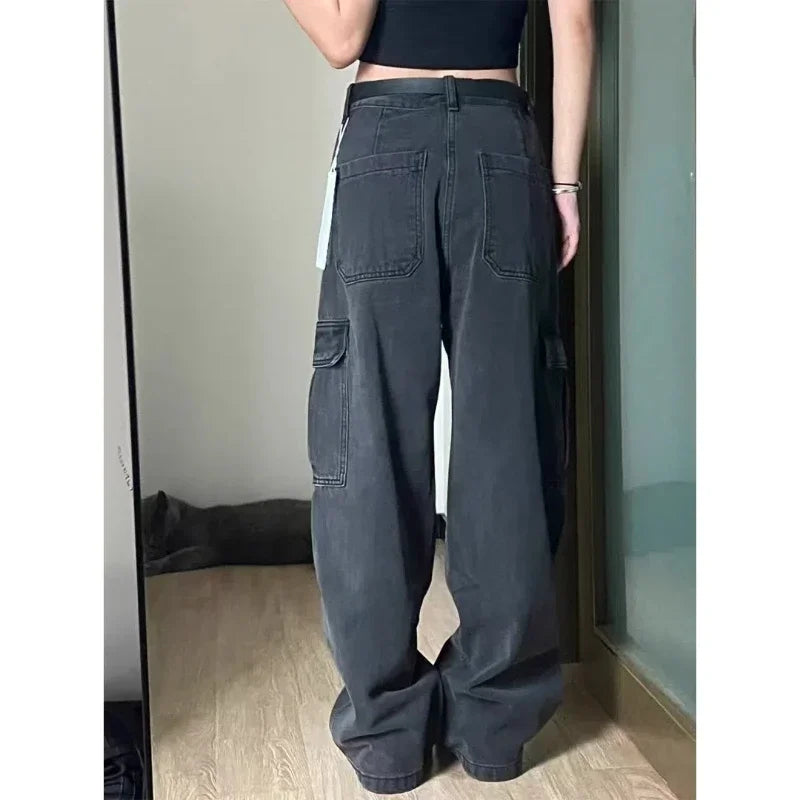 Jeans 2025 New American Hiphop High Waist Loose Floor Wide-leg Pants Men Clothing Denim Men's Korean Reviews Many Men's Clothes