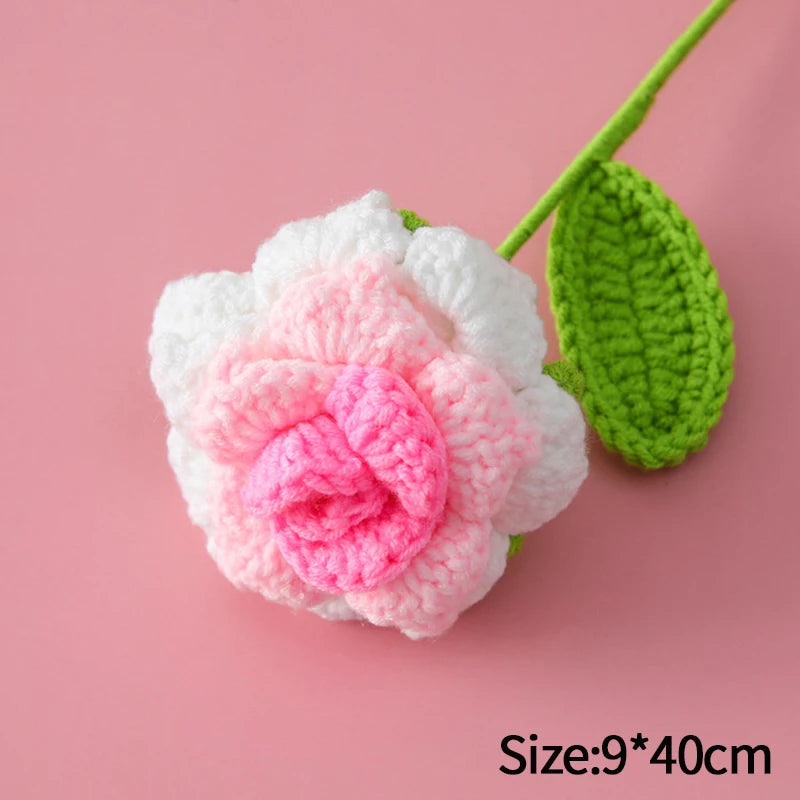 1pc Tulip Crochet Flowers Artificial Woven Flowers Handmade Tulipanes Wedding Gift for Guest Home Decoration Mother's Day Gift