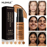 2-In-1 Oil Control Liquid Foundation And Conceal, Full Coverage Long Lasting Waterproof, Hydrating And Brightening Concealer