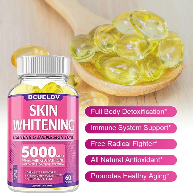 Bcuelov Collagen + Glutathione + Vitamin C Skin and Facial Health - Antioxidants - - 120 Vegetarian Capsules