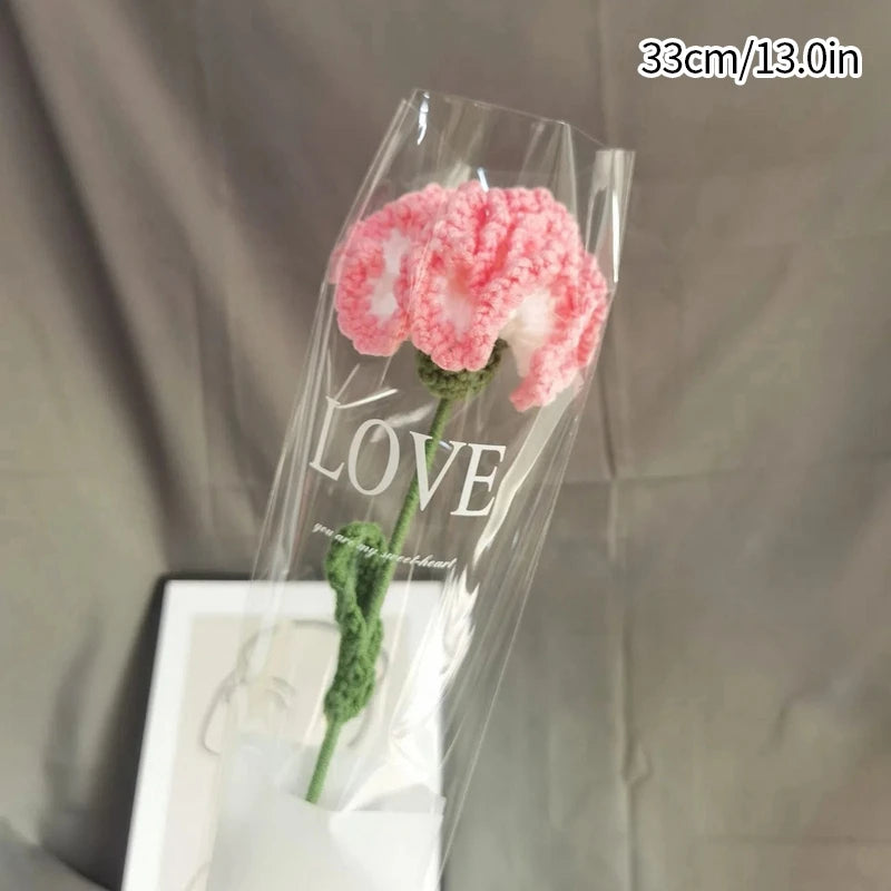 1pc Tulip Crochet Flowers Artificial Woven Flowers Handmade Tulipanes Wedding Gift for Guest Home Decoration Mother's Day Gift