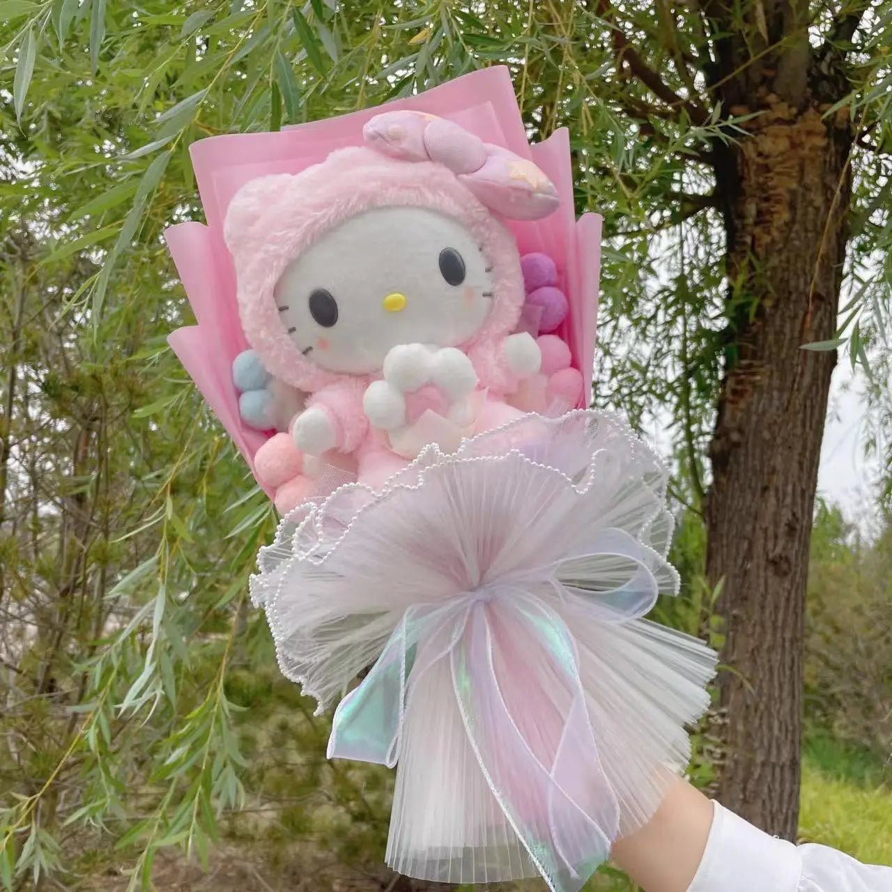 Christmas Gifts Cartoon Sanrio Plush Bouquet My Melody Kuromi Cinnamoroll Kt Cat Plush Doll Toy Valentine Graduation Gifts