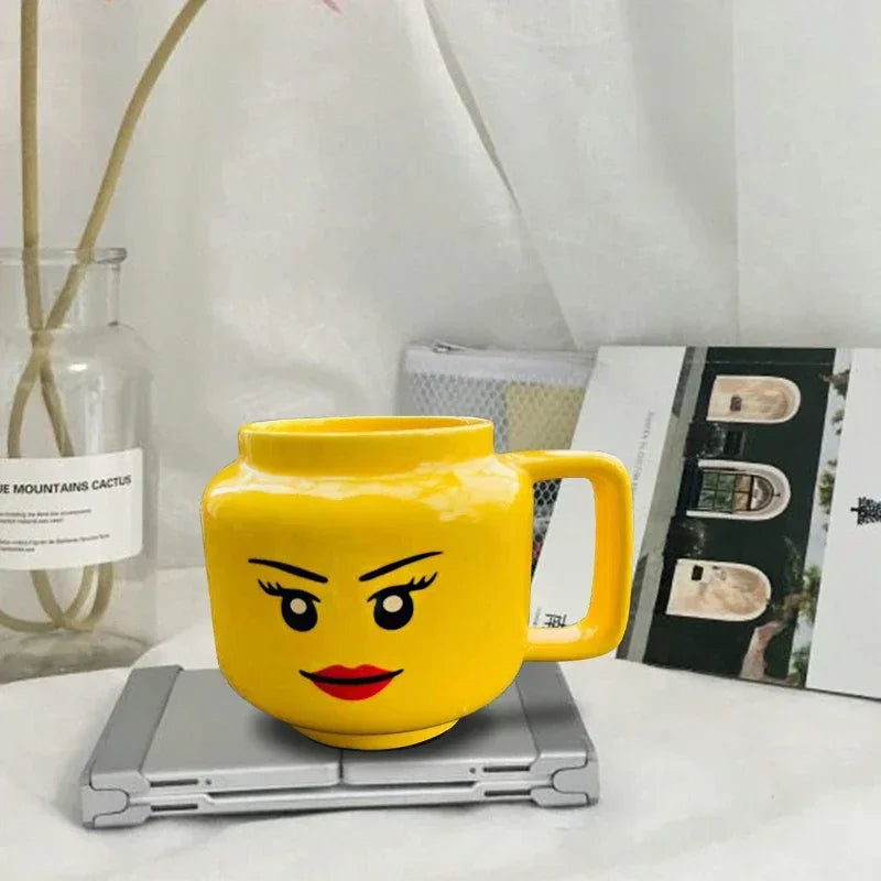 Party Favor Gifts Cute Cartoon Mug for Coffee Milk Tea Ceramic Cup Drinkware with Creative Impish Expression Pattern