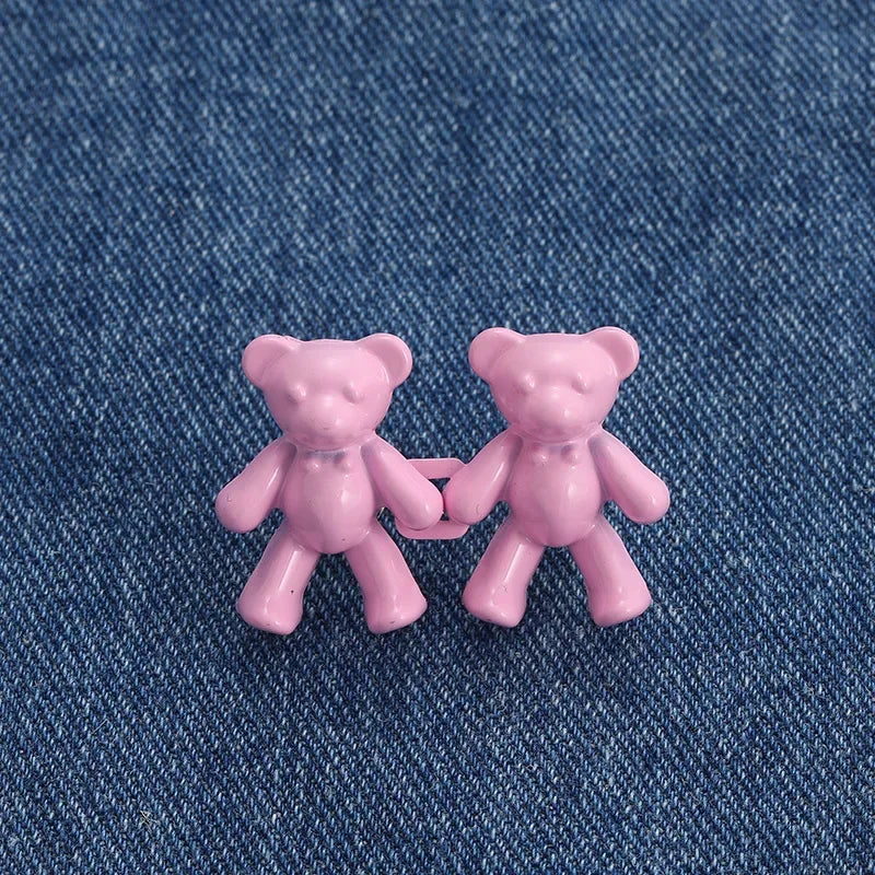 Cute Bear Jeans Buckles Jeans Pants Waistline Reduction Adjustable Metal Buckle Skirt Jeans Tools Trousers Accessories