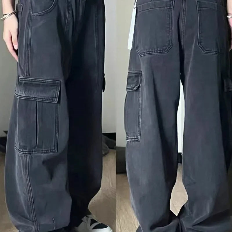 Jeans 2025 New American Hiphop High Waist Loose Floor Wide-leg Pants Men Clothing Denim Men's Korean Reviews Many Men's Clothes