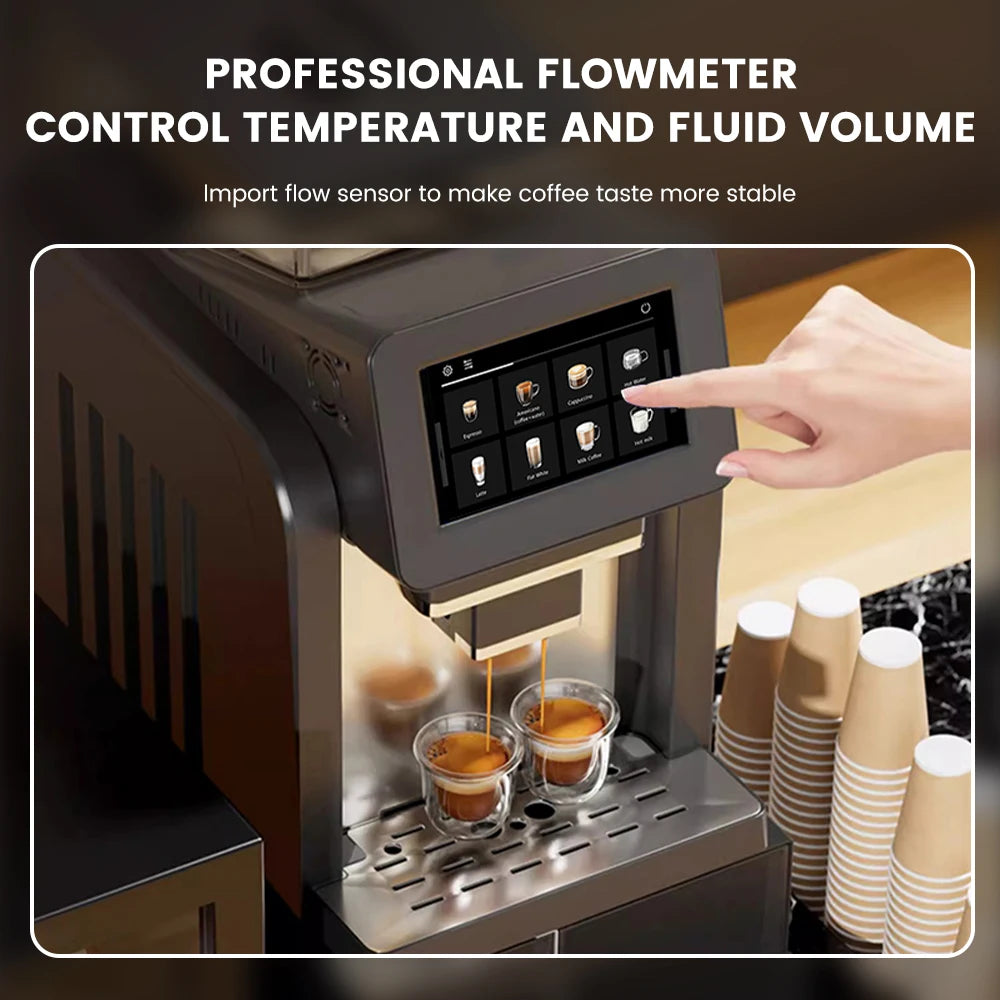 Mcilpoog WS817-Plus 7"colorful large screen Automatic Espresso Machine with Milk Frother, 21 Flavors for Home & Office