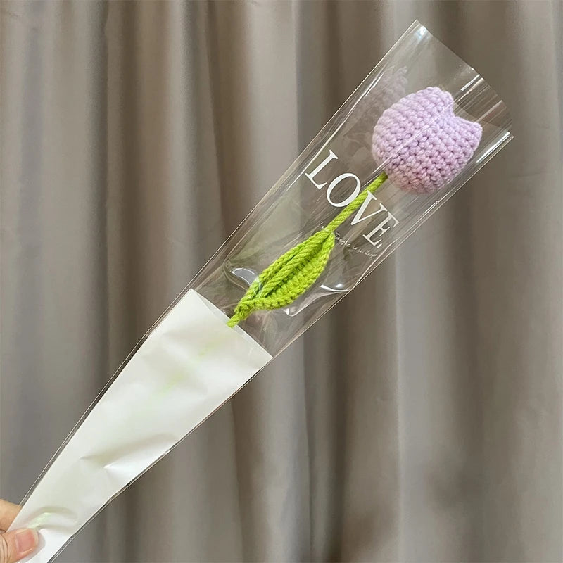 1pc Tulip Crochet Flowers Artificial Woven Flowers Handmade Tulipanes Wedding Gift for Guest Home Decoration Mother's Day Gift