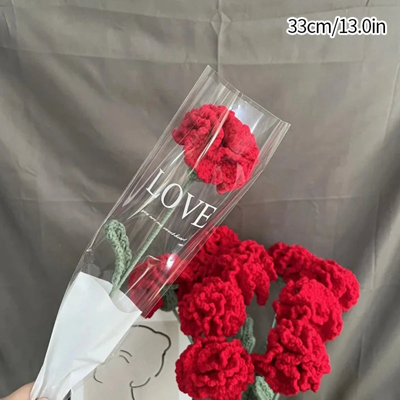 1pc Tulip Crochet Flowers Artificial Woven Flowers Handmade Tulipanes Wedding Gift for Guest Home Decoration Mother's Day Gift