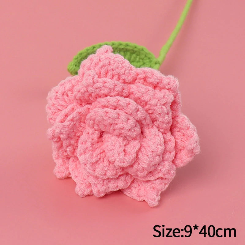 1pc Tulip Crochet Flowers Artificial Woven Flowers Handmade Tulipanes Wedding Gift for Guest Home Decoration Mother's Day Gift