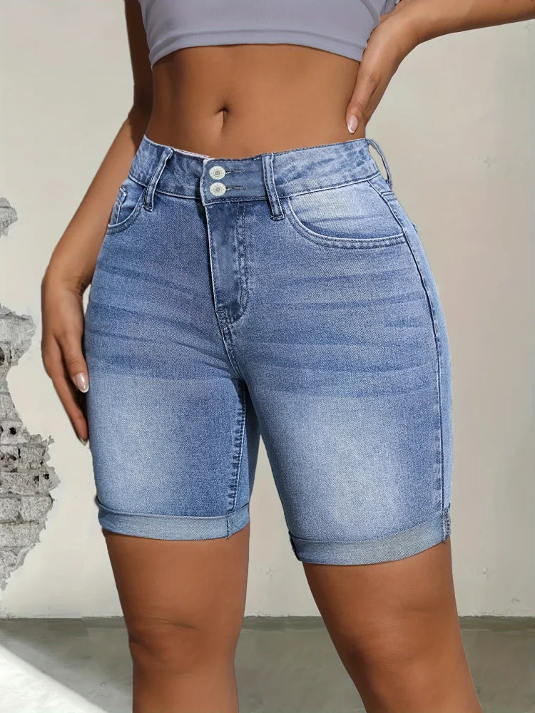 Blue elastic fashion shorts jeans women's jeans jeans women