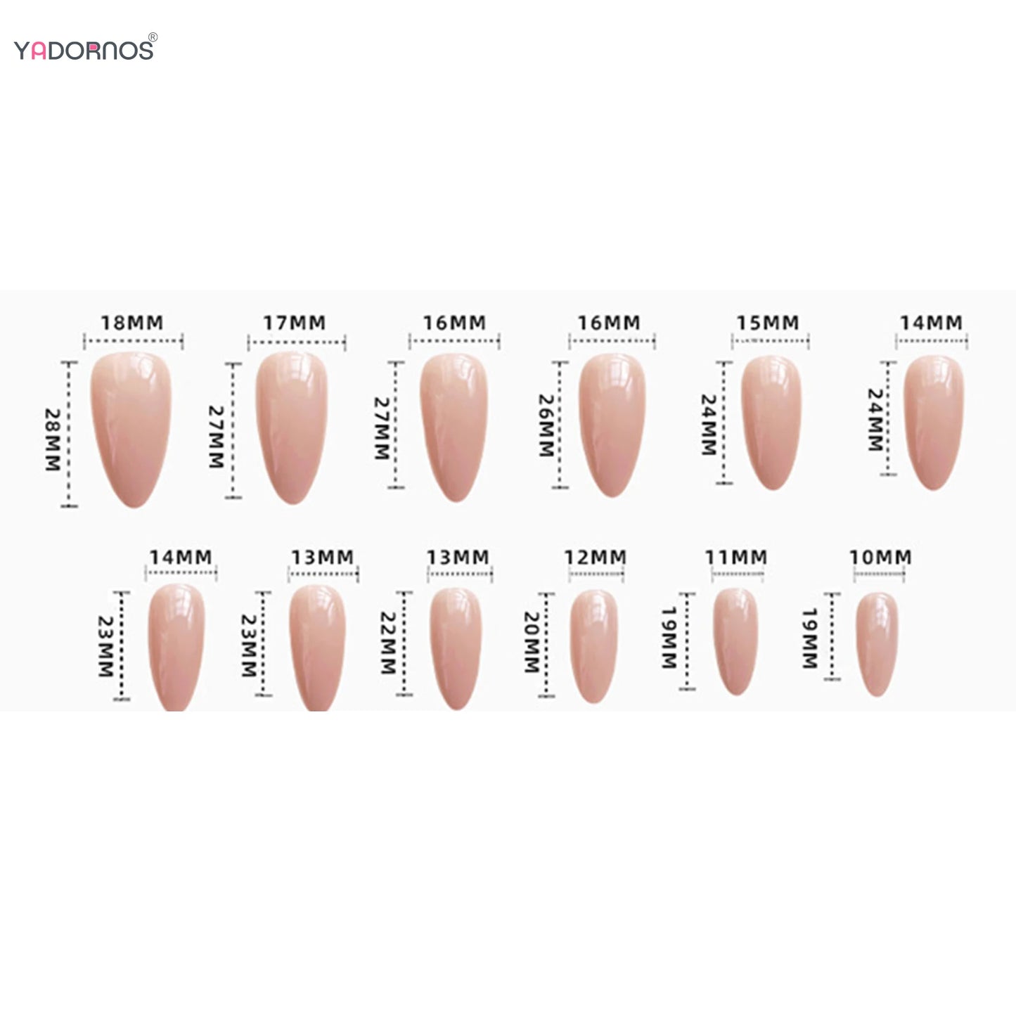 Glossy Nude Pink Color False Nails White French Tip Almond Press on Nails Full Cover Wearable Fake Nails for Women and Girls