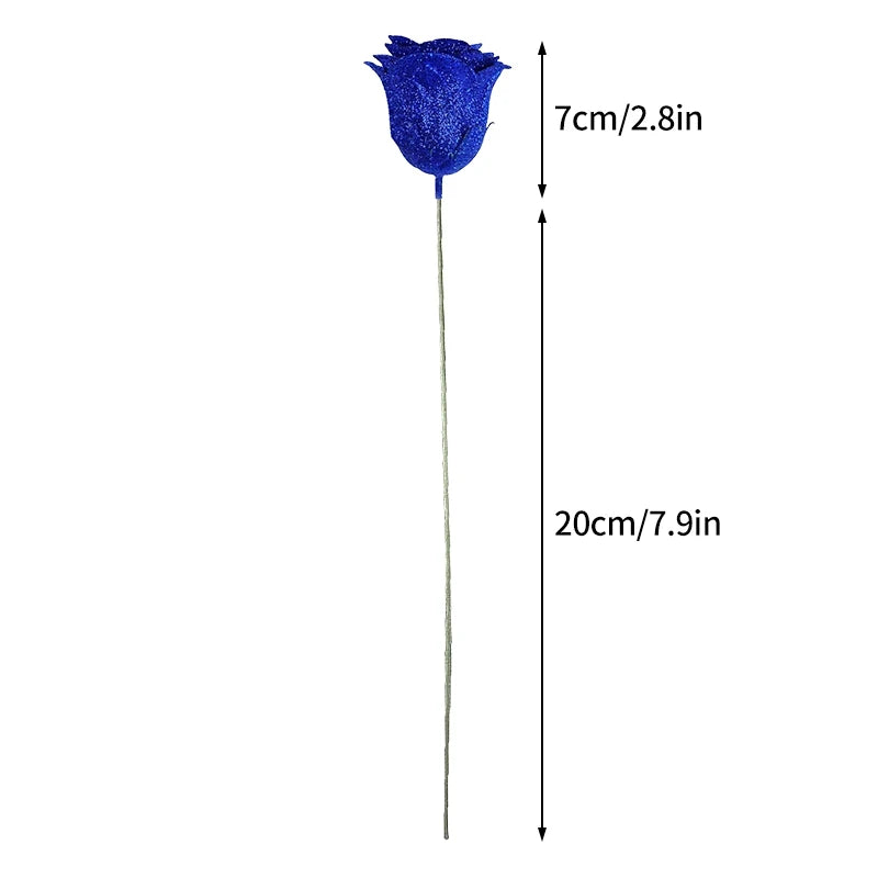 Glitter Artificial Flower Fake Roses DIY Flower Bouquet Gift For Mother's Day Valentine's Day Wedding Birthday Party Home Decor
