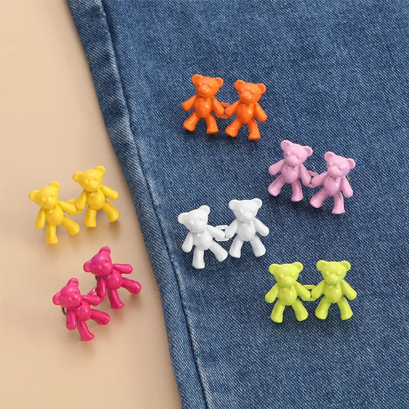 Cute Bear Jeans Buckles Jeans Pants Waistline Reduction Adjustable Metal Buckle Skirt Jeans Tools Trousers Accessories
