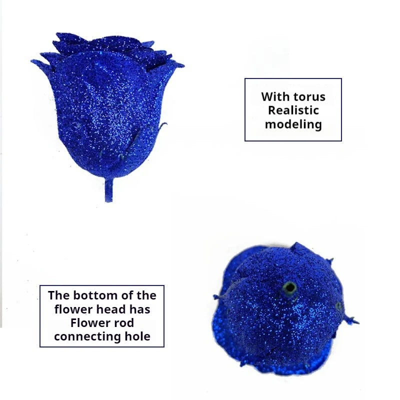 Glitter Artificial Flower Fake Roses DIY Flower Bouquet Gift For Mother's Day Valentine's Day Wedding Birthday Party Home Decor