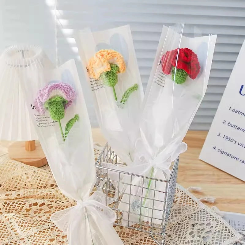 1pc Tulip Crochet Flowers Artificial Woven Flowers Handmade Tulipanes Wedding Gift for Guest Home Decoration Mother's Day Gift