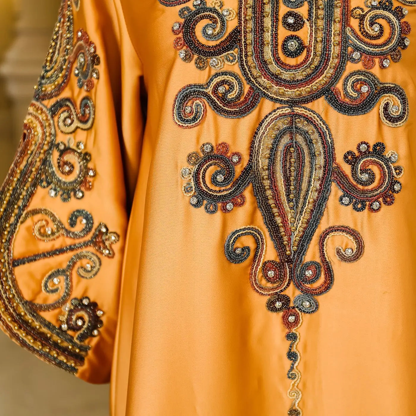 Morocco Turkey Beaded Gown Dubai Embroidery Party Long Dress Abaya Muslim Robe Kaftan Arab Clothes