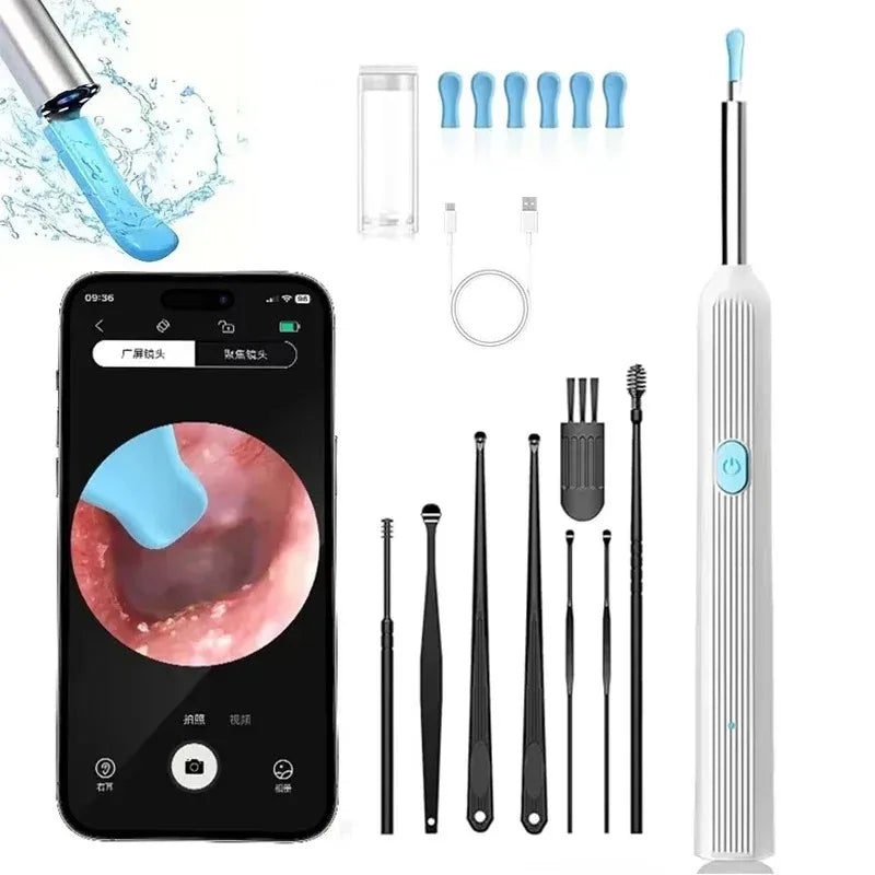 Smart Visual Ear Cleaner with Camera Ear Sticks USB C Charging Ear Wax Removal Tool WIFI Connection 6 LED Lights Earpick