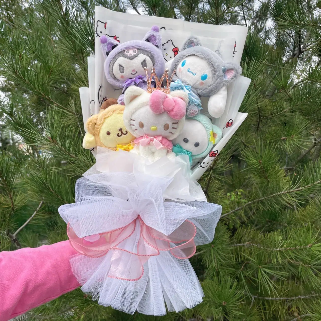 Christmas Gifts Cartoon Sanrio Plush Bouquet My Melody Kuromi Cinnamoroll Kt Cat Plush Doll Toy Valentine Graduation Gifts