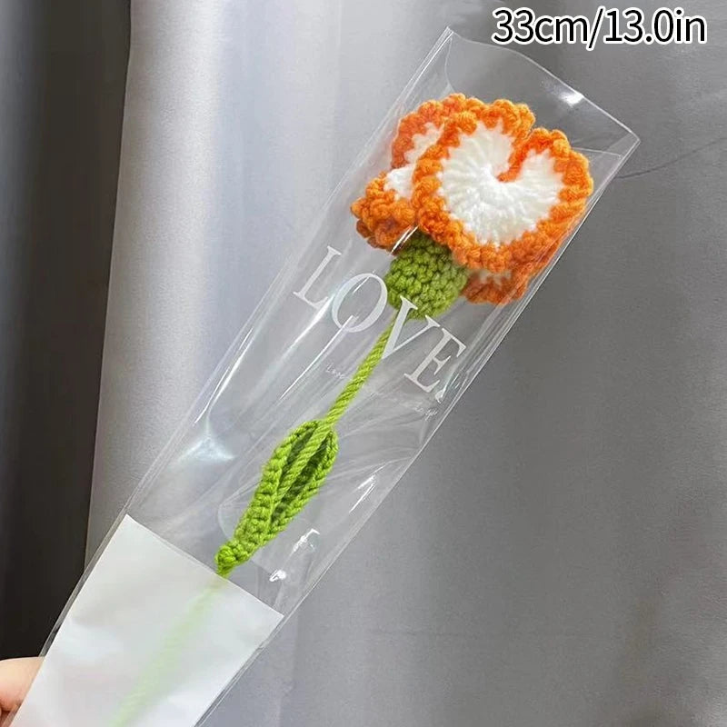 1pc Tulip Crochet Flowers Artificial Woven Flowers Handmade Tulipanes Wedding Gift for Guest Home Decoration Mother's Day Gift