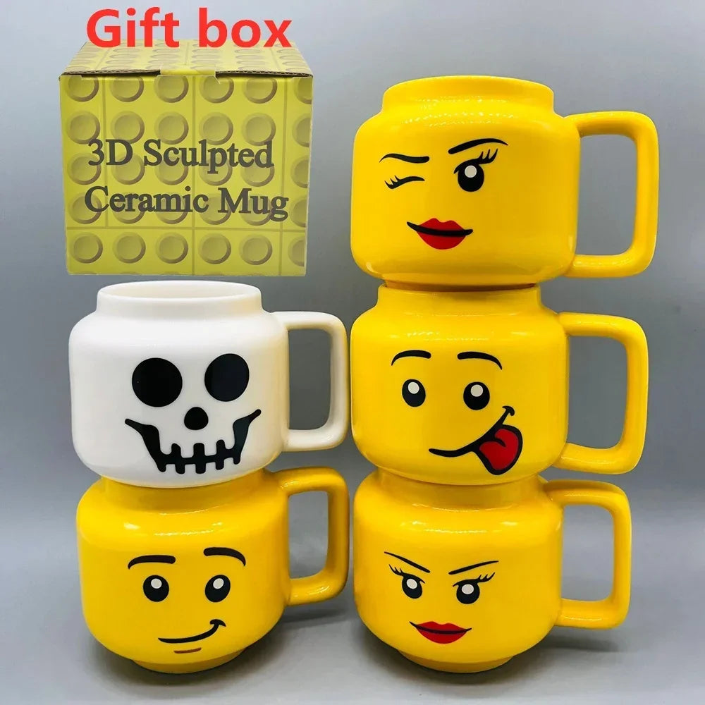 Party Favor Gifts Cute Cartoon Mug for Coffee Milk Tea Ceramic Cup Drinkware with Creative Impish Expression Pattern