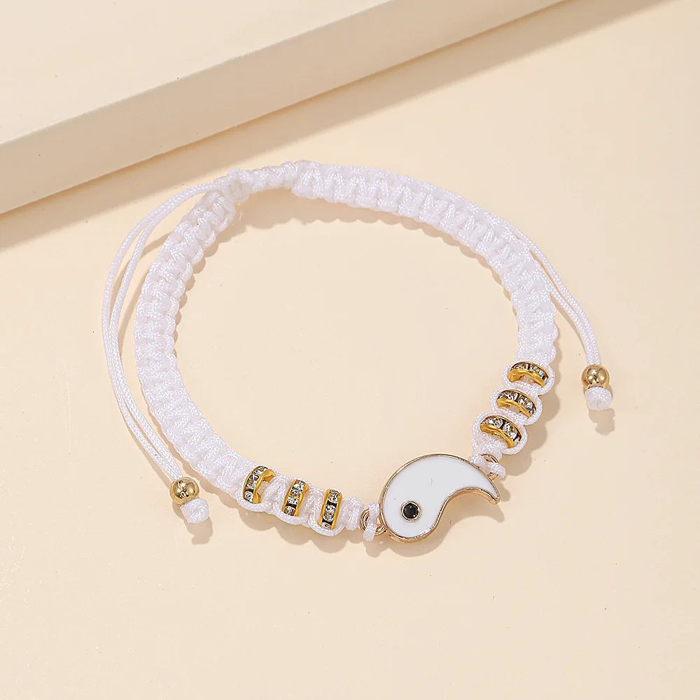 Tai Chi Yin Yang Couple Bracelet for Lover Handmade Woven Baided Rope Adjustable Bracelets Bff Friendship Bangles Jewelry Gift
