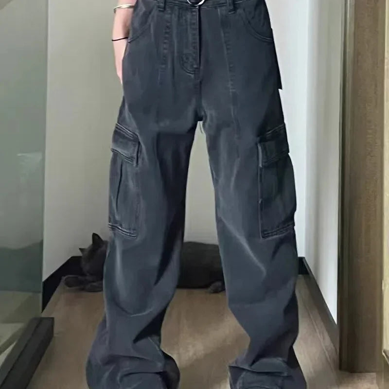 Jeans 2025 New American Hiphop High Waist Loose Floor Wide-leg Pants Men Clothing Denim Men's Korean Reviews Many Men's Clothes