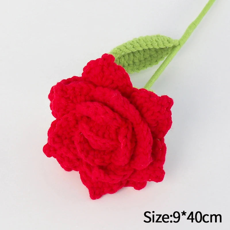 1pc Tulip Crochet Flowers Artificial Woven Flowers Handmade Tulipanes Wedding Gift for Guest Home Decoration Mother's Day Gift