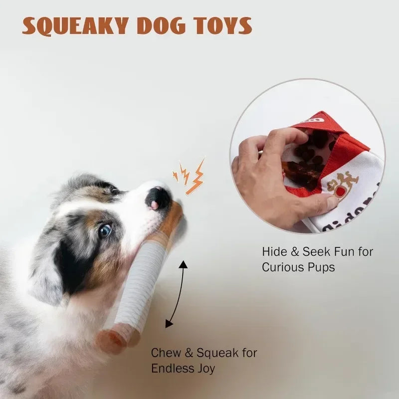 Funny Plush Interactive Cigarette Dog Toy - Chew-Friendly, Giggling Gift Box for Fun-Loving Dogs!