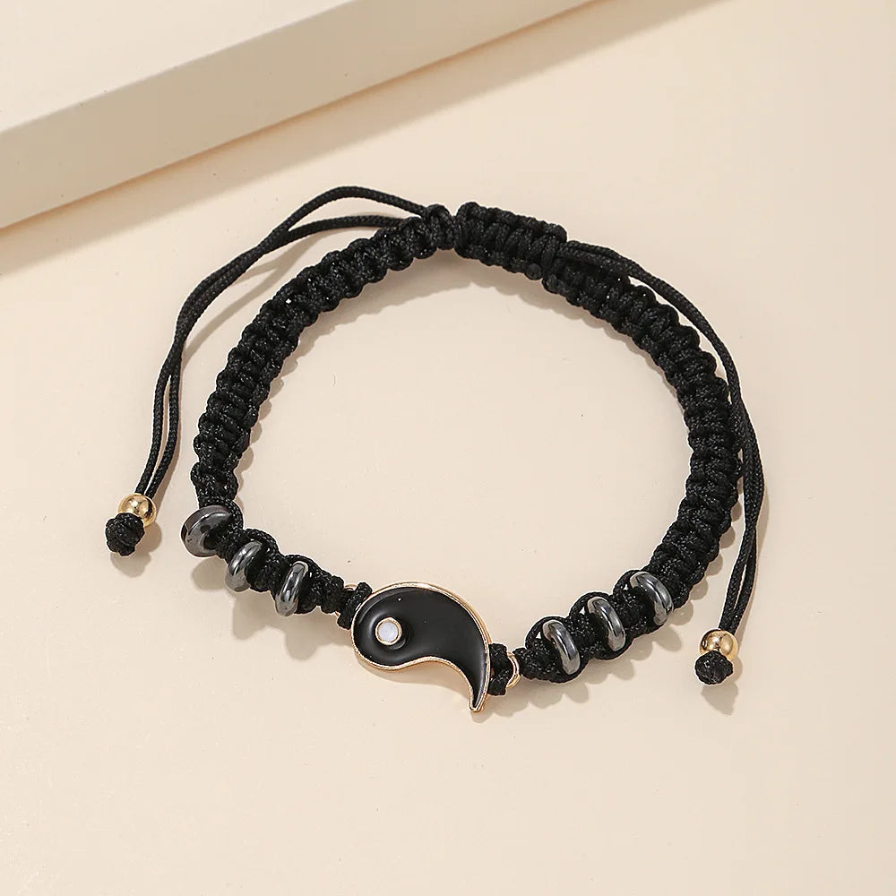 Tai Chi Yin Yang Couple Bracelet for Lover Handmade Woven Baided Rope Adjustable Bracelets Bff Friendship Bangles Jewelry Gift