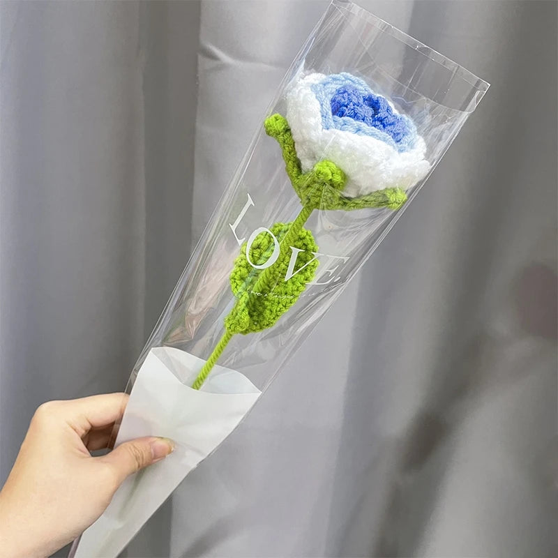 1pc Tulip Crochet Flowers Artificial Woven Flowers Handmade Tulipanes Wedding Gift for Guest Home Decoration Mother's Day Gift