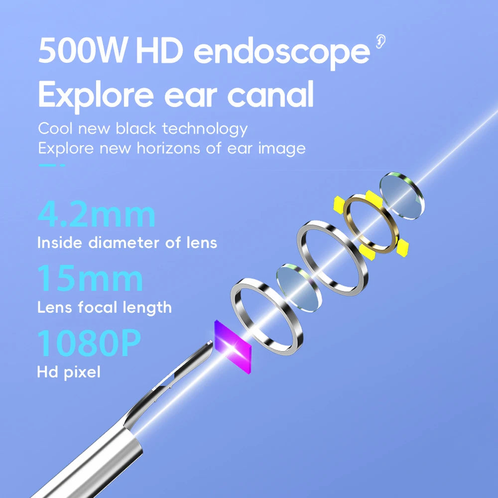 Smart Visual Ear Cleaner Set with Camera 1080P Ear Sticks Ear Wax Removal Tool WIFI Connection HD LED Lights Earpick Endoscope