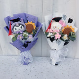 Graduation Gifts Sanrio Kuromi Hello Kitty With Crochet Sunflower Bouquet My Melody Cinnamoroll Mother's Day Birthday Gifts