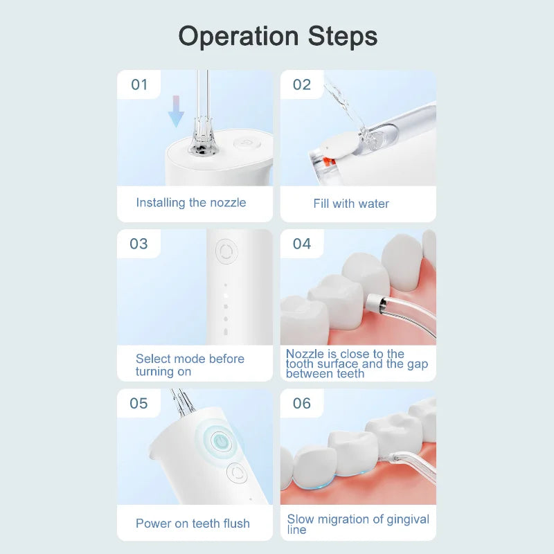 Xiaomi Mijia Electric Oral Irrigator F300 Dental Water Jet Portable Powerful Pick Flosser Teeth Whitening Cleaner Mouth Cleanner