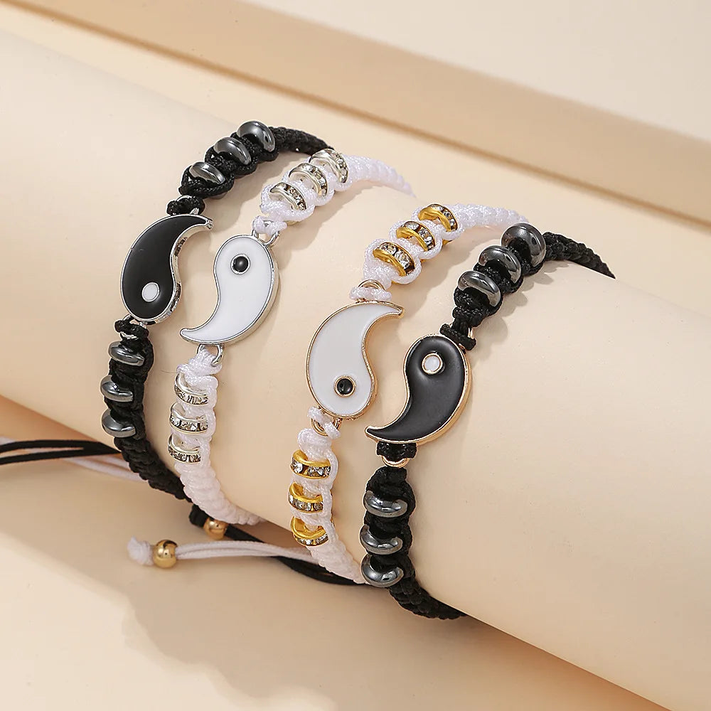 Tai Chi Yin Yang Couple Bracelet for Lover Handmade Woven Baided Rope Adjustable Bracelets Bff Friendship Bangles Jewelry Gift