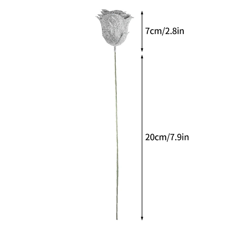 Glitter Artificial Flower Fake Roses DIY Flower Bouquet Gift For Mother's Day Valentine's Day Wedding Birthday Party Home Decor