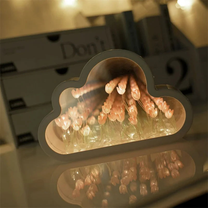 1pc Handmade DIY Creative Gift Tulip Flower Sea Night Atmosphere Lamp Gifts For Halloween Christmas Birthdays Girlfriend