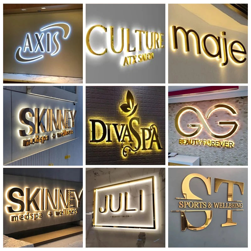 Custom Metal LED Luminous Letter Backlit Sign Illuminated Signage Advertising Door Head Company Waterproof Logo Home Decoration