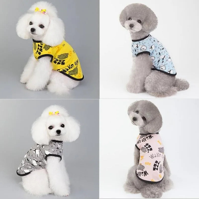 Vest Small Pet Shirt Cat Dog Clothes Paw Print Heart Love Design Cotton Dogs T Shirt Pet Puppy Summer Apparel Clothes Dog Coat