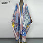 2021 WINYI new Cotton Bikini Sweet Lady Pink Boho Print Self Belted Front Open Long Kimono Dress Beach Tunic Women Wrap Dresses
