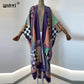 2021 WINYI new Cotton Bikini Sweet Lady Pink Boho Print Self Belted Front Open Long Kimono Dress Beach Tunic Women Wrap Dresses