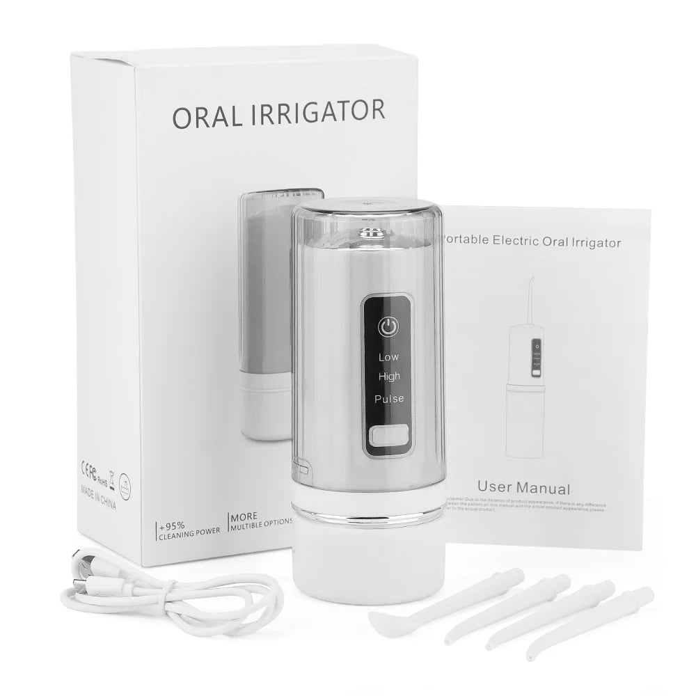 Portable Oral Irrigator Water Flosser Dental Water Jet Tools Pick Cleaning Teeth 230ML 4 Nozzles Mouth Washing Machine Floss